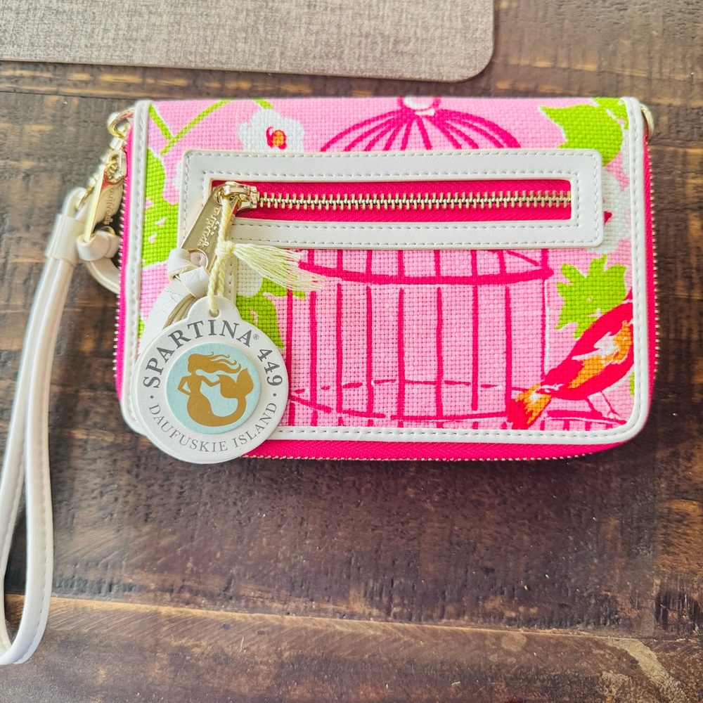 Spartina 449 Wristlet Wallet - Pink & Green - Picture 3 of 7
